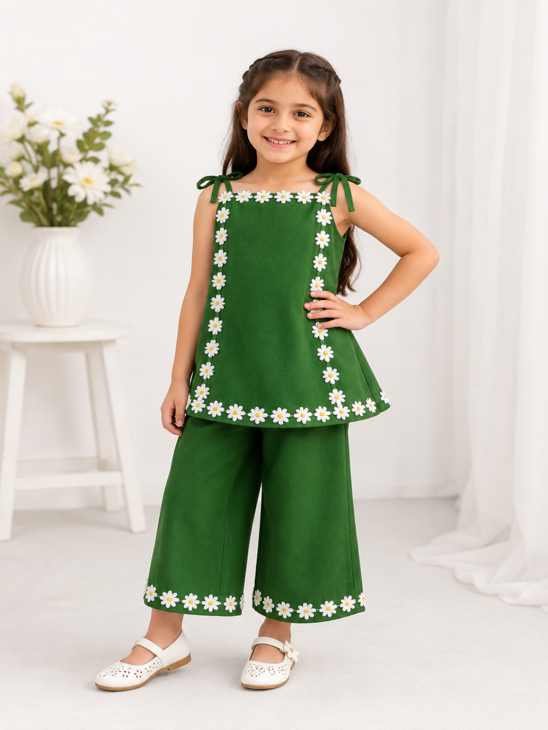 Azadi Collection | Girls Green Floral 2 Piece