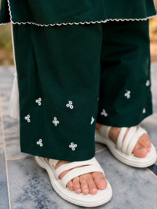 Azadi Collection – Kids Green Embroidered 3 Piece Suit