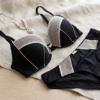 SHINY MICROFIBER, LACE BALCONETTE BRA SET
