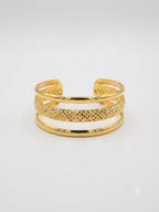 Luxury Triple Band Open Cuff Bracelet – Stainless Steel Gold Plated Jewelry