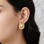 Stainless Steel Vintage Pearl Stud Earrings for Women