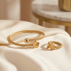 Premium Stainless Steel cuff Bracelet & Ring Set for Women