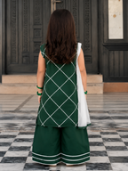 Azadi Collection Kids Green Embroidered 3 Piece Suit