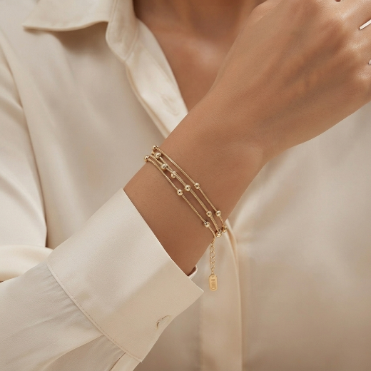 Sawera Studio Stainless Steel Multi-Layer Bead Chain Bracelet