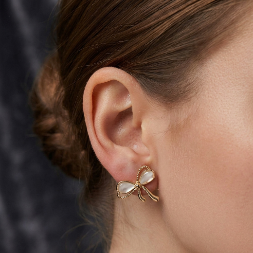 Elegant Pearl Bow Stud Earrings