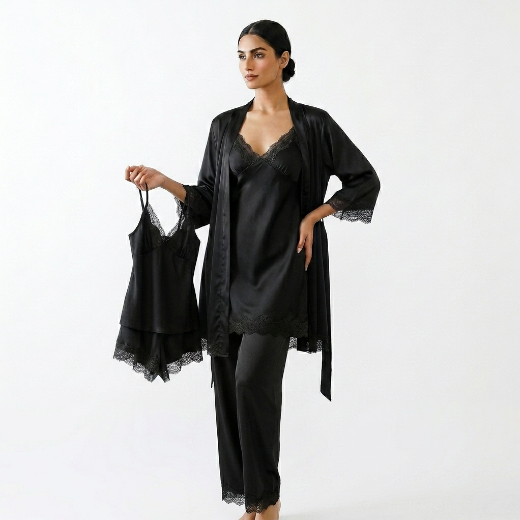 Non Padded Pure Silk Pajama Set Cami Top Nightgown Sexy Sleepwear