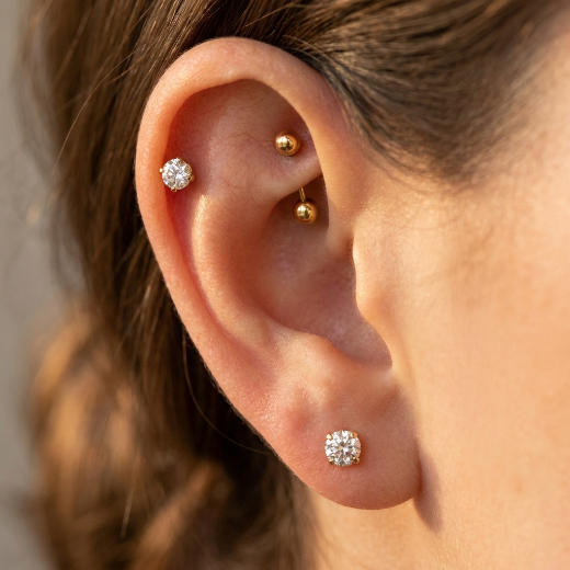 Luxury Crystal Stud Earrings and Gold Curved Cartilage for woman