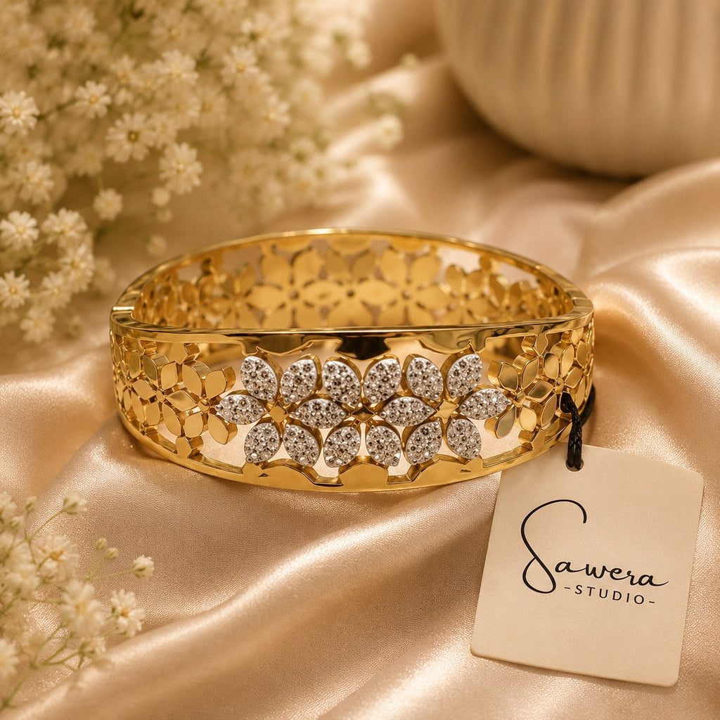 Sawera Studio Premium Stainless Steel Gold Plated Crystal Bracelet
