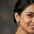 Gold Plated Elegant Oval Stone Earrings