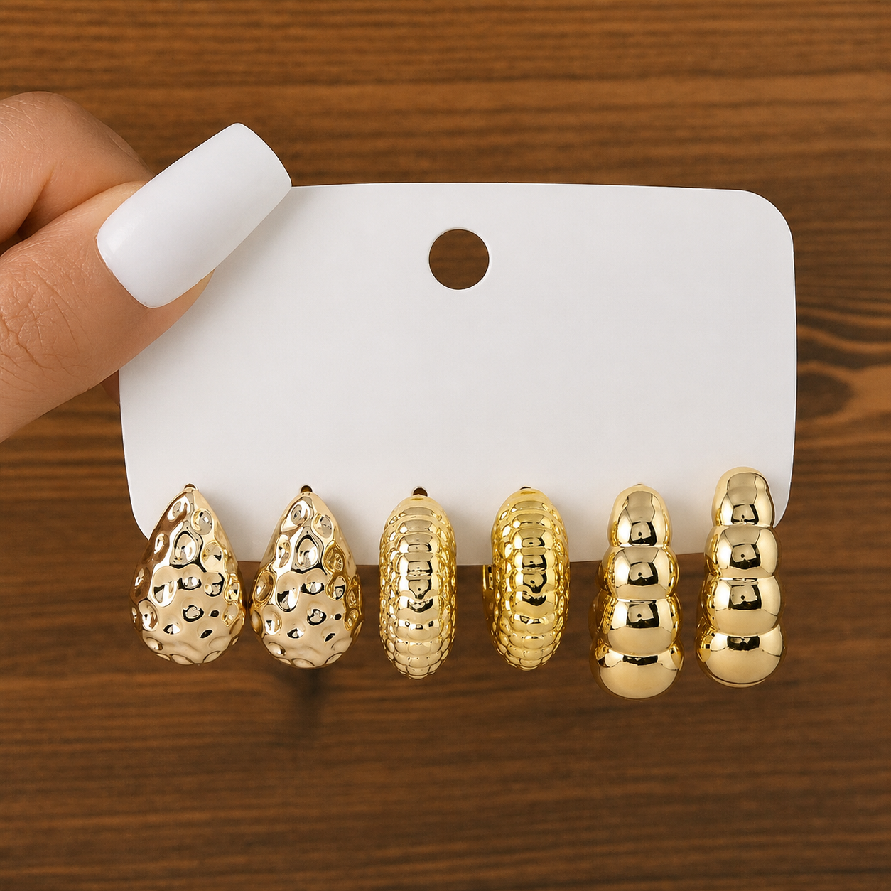 Gold Hoop Earrings Set – 3 Pairs