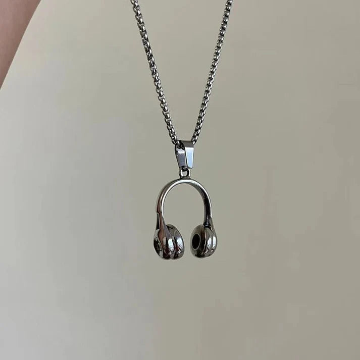 Music Headphone Silver - Necklace