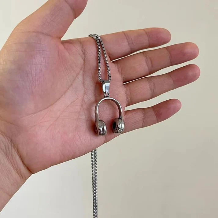 Music Headphone Silver - Necklace