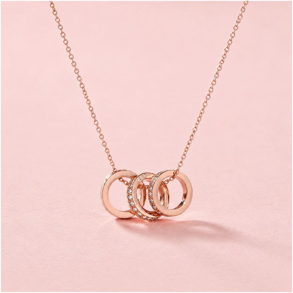 China Gold Triple Circle Pendant Necklace