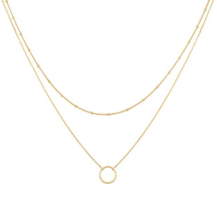 Gold Circle Double Layer - Necklace