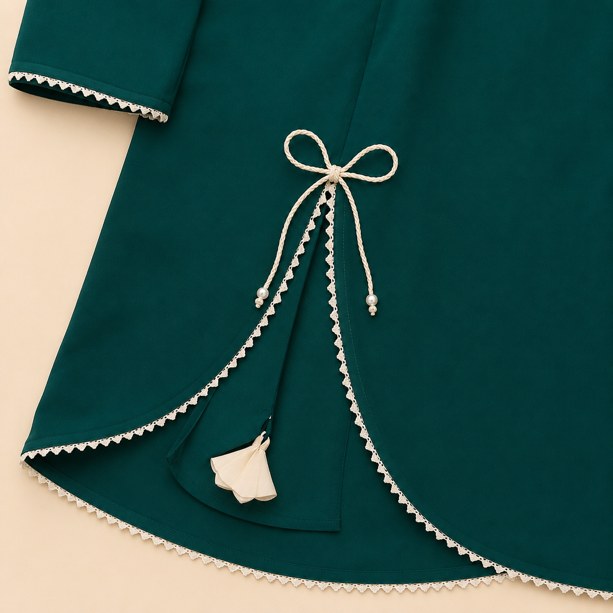 Girls Green 3 Piece Heart Sleeve Dress Set