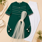 Girls Green 3 Piece Heart Sleeve Dress Set