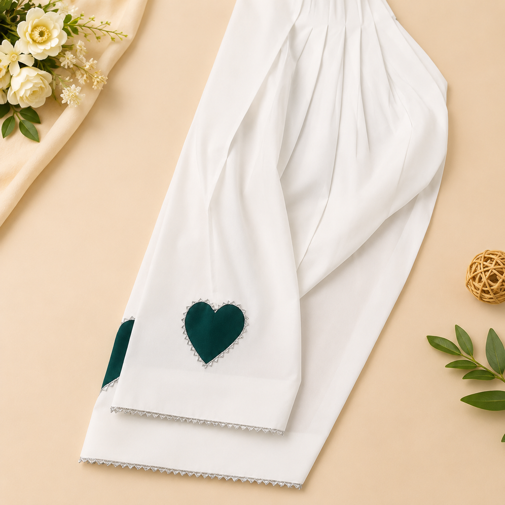 Girls Green 3 Piece Heart Sleeve Dress Set