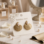 Sawera Studio Pearl Shell Stainless Steel Stud Earrings