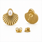 Sawera Studio Pearl Shell Stainless Steel Stud Earrings