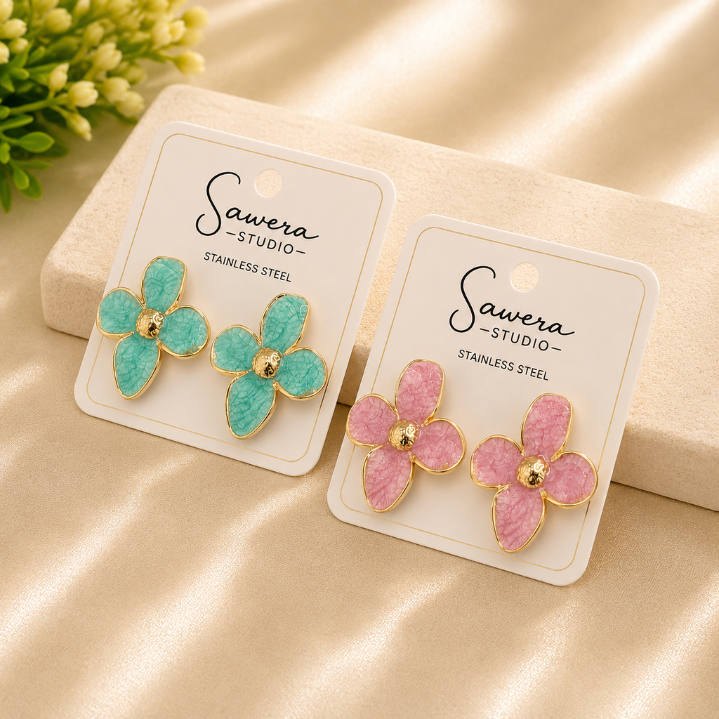 Sawera Studio Floral Stainless Steel Stud Earrings for Women