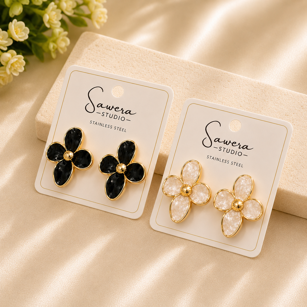 Premium Stainless Steel Floral Stud Earrings