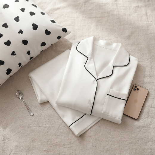 SILK NIGHT SUIT - WHITE