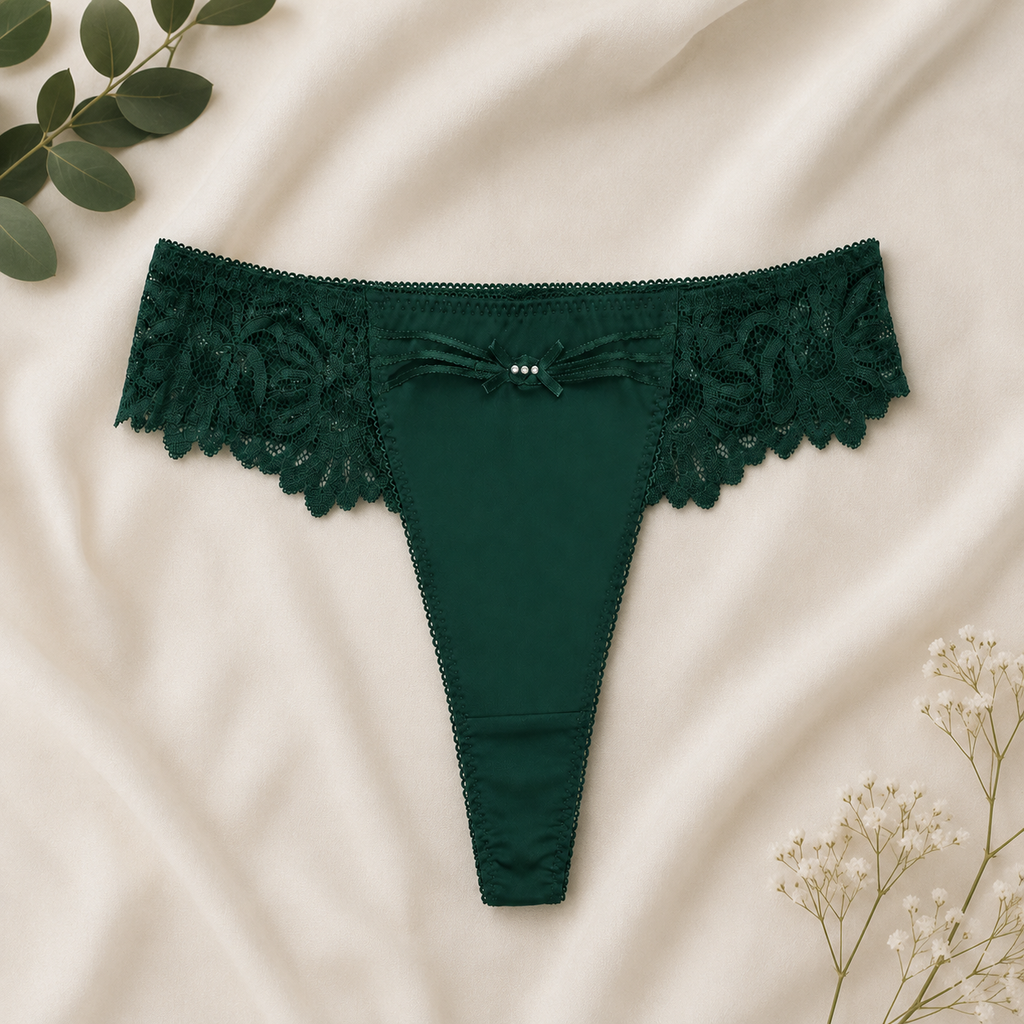 Green Lace Thong Panty for Women