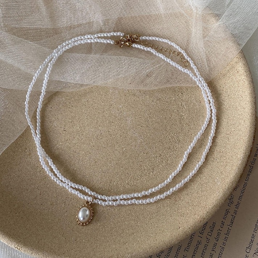 Luxury Double Layer Pearl Pendant Necklace for Women