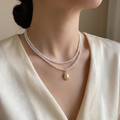 Luxury Double Layer Pearl Pendant Necklace for Women