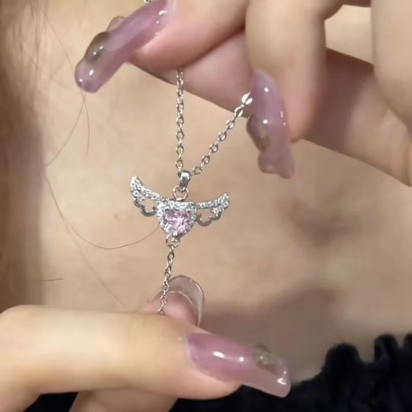 Sparkle Pink Heart - Necklace