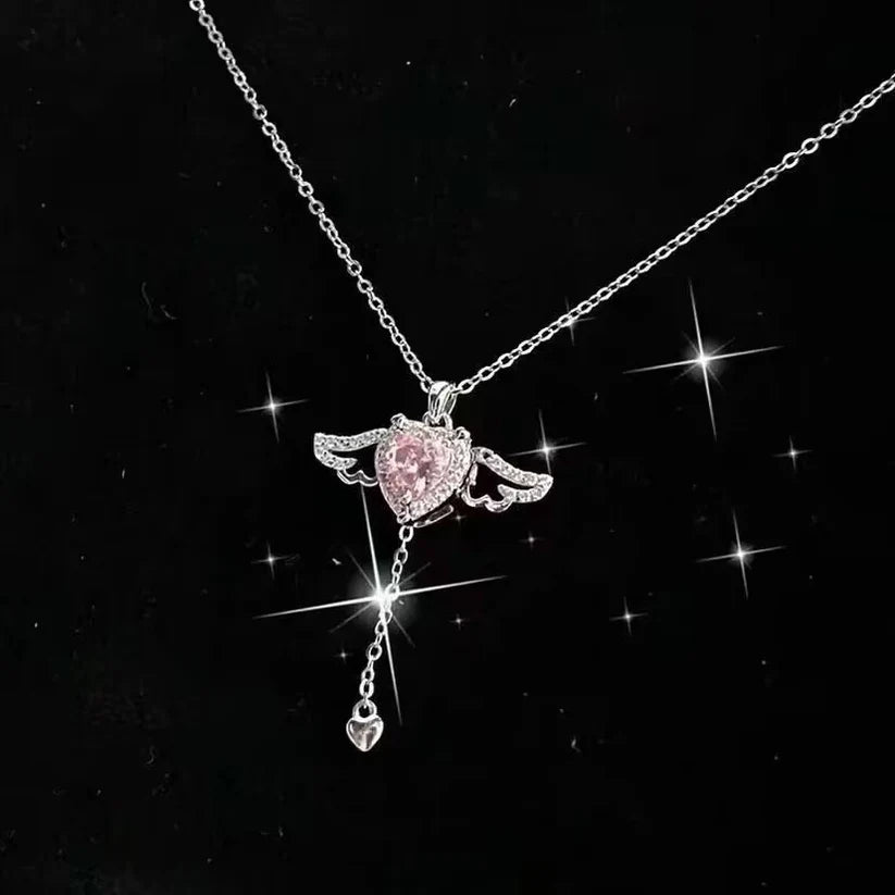 Sparkle Pink Heart - Necklace