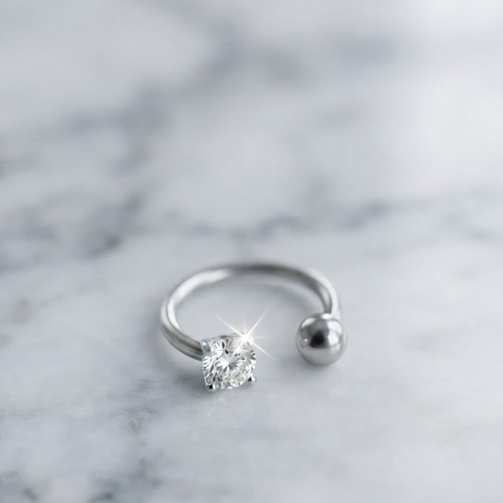 Minimalist Open silver Hoop Nose Pin