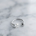 Minimalist Open silver Hoop Nose Pin