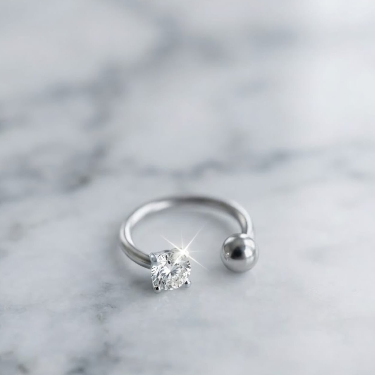 Minimalist Open silver Hoop Nose Pin