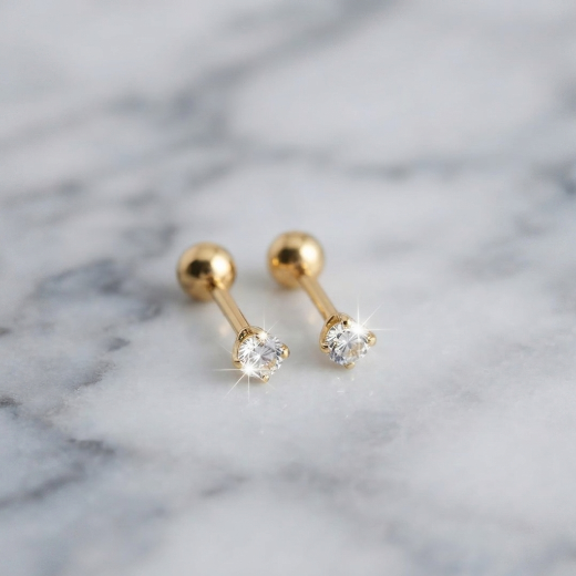 Luxury Crystal Stud Earrings and Gold Curved Cartilage for woman