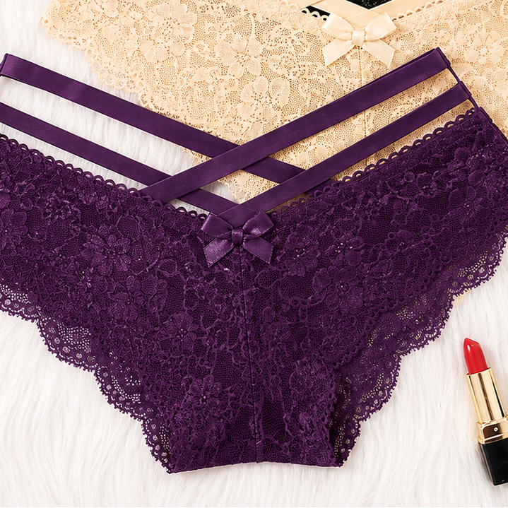 Lace Cross Strap Low Rise Panty