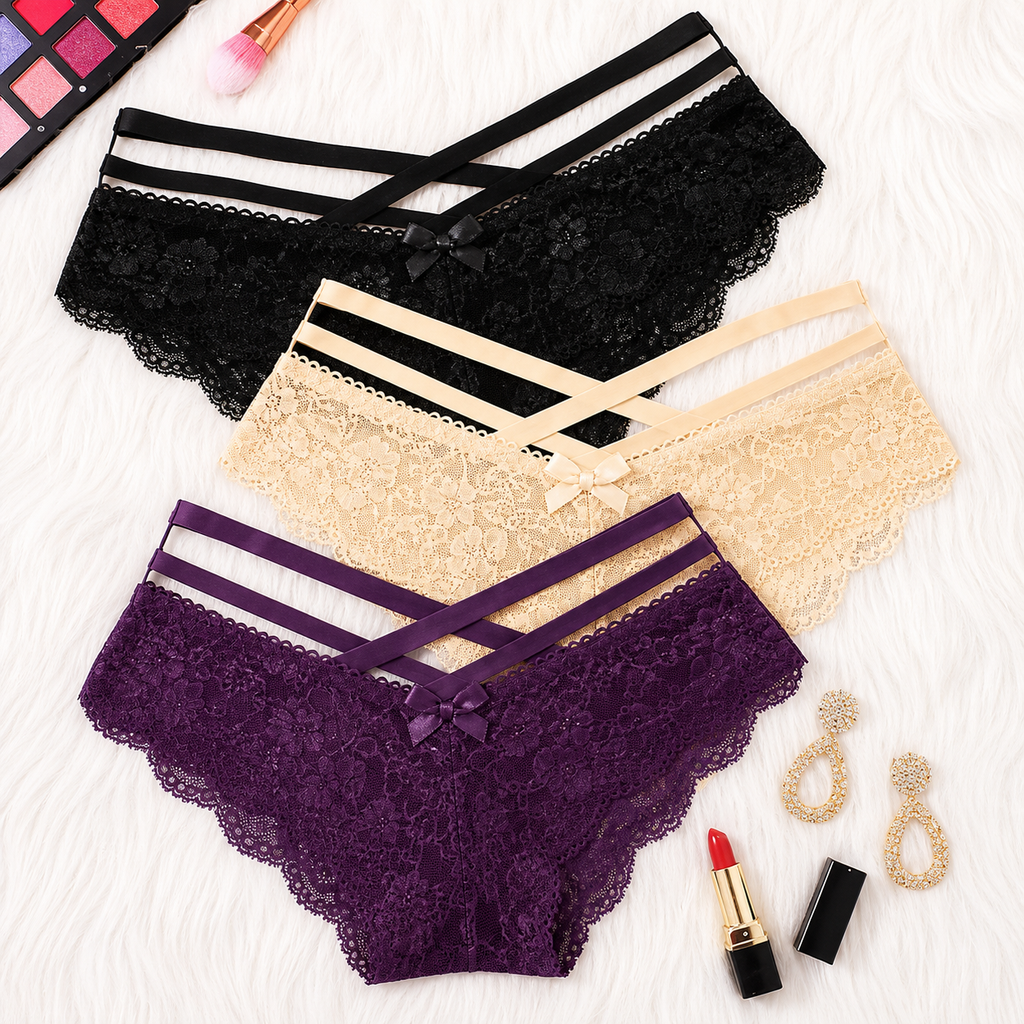 Lace Cross Strap Low Rise Panty