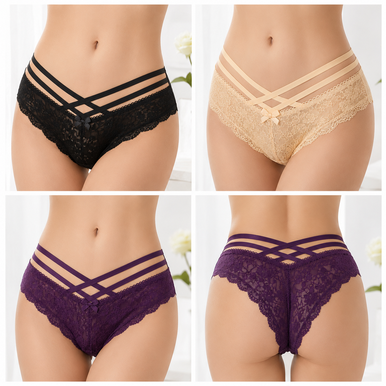 Lace Cross Strap Low Rise Panty