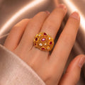 Luxury Gold Plated Ruby Red Crystal Ring