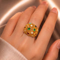 Luxury Gold Plated Multi-Color Crystal Ring