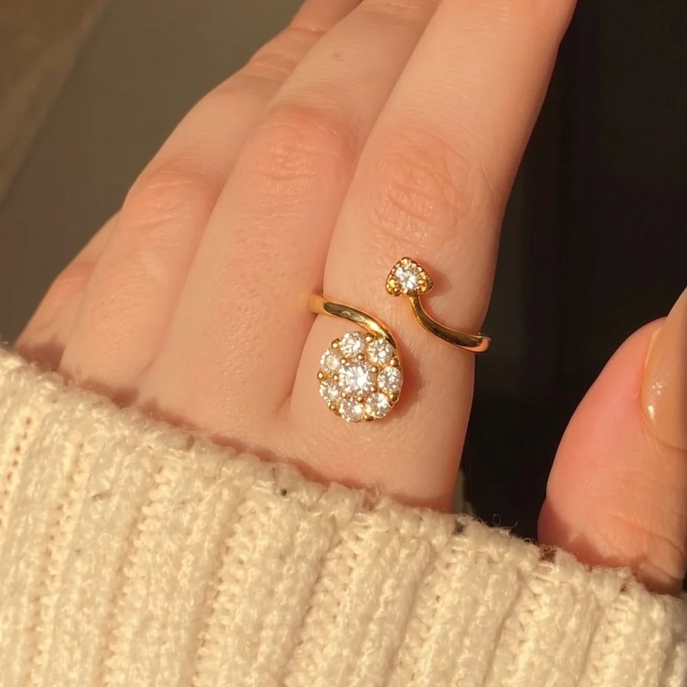 Gold Plated Crystal Stones Ring