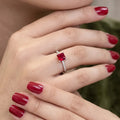 Square Cut Ruby Red Crystal Ring