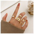 Butterfly & Pearl Gold - Ring Set Of 5