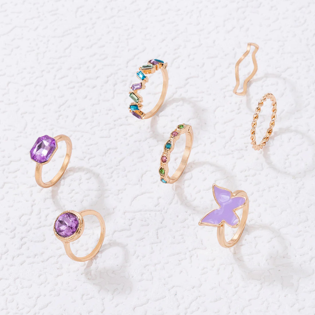 Butterfly Crystal Gems - Ring Set Of 7