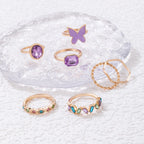 Butterfly Crystal Gems - Ring Set Of 7