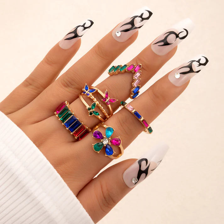 Multi Diamonds Gold - Ring Set Of 5