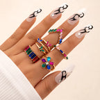 Multi Diamonds Gold - Ring Set Of 5