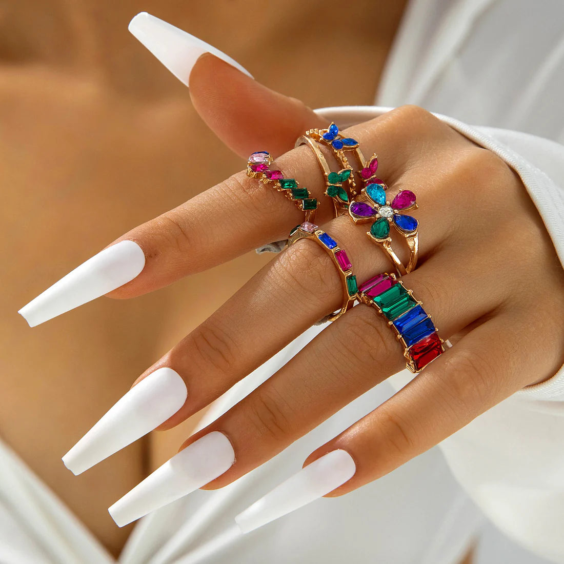 Multi Diamonds Gold - Ring Set Of 5
