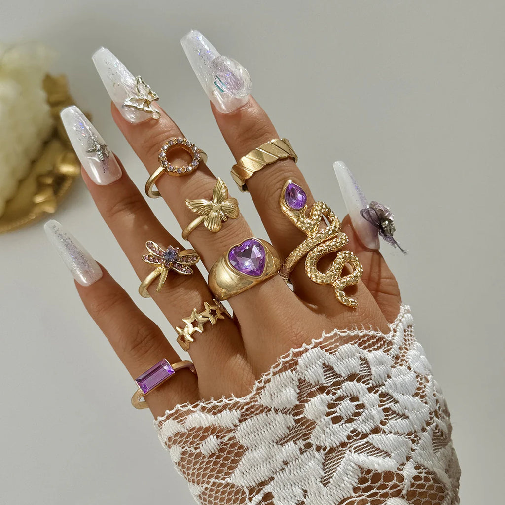 Purple Diamond - Ring Set Of 8
