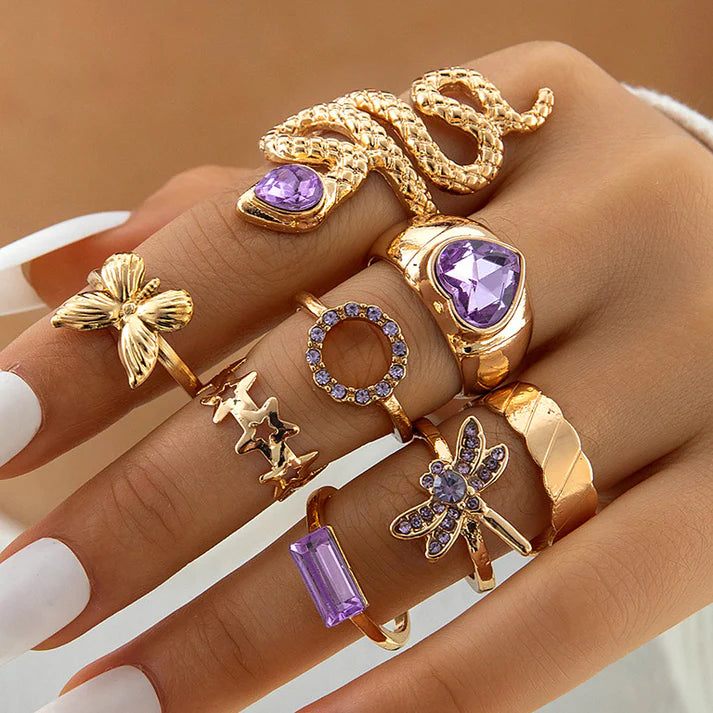 Purple Diamond - Ring Set Of 8